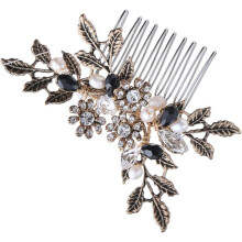 Handgemaakte vintage bruidshaarkam voor bruiden en bruidsmeisjes, elegante zijkam van legering en strass-steentjes