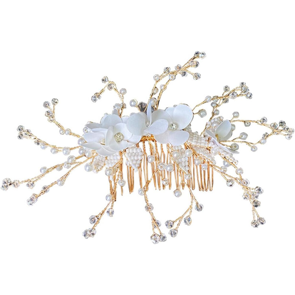 Hkhbjs Pearl Rhinestone Hair Comb Delicate Floral Hair Clip Wedding Bride Elegant Accessory For Bridal Party