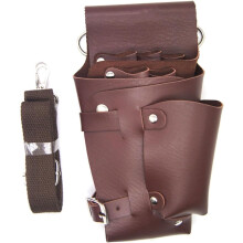 Professionelle Friseur-Werkzeugtasche, multifunktionaler Scherenhalter, robustes braunes PU-Leder, Friseur-Gürteltasche