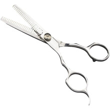 Tijeras de peluquería de doble diente de 6 pulgadas, fabricadas en acero inoxidable, fáciles de transportar y portátiles.