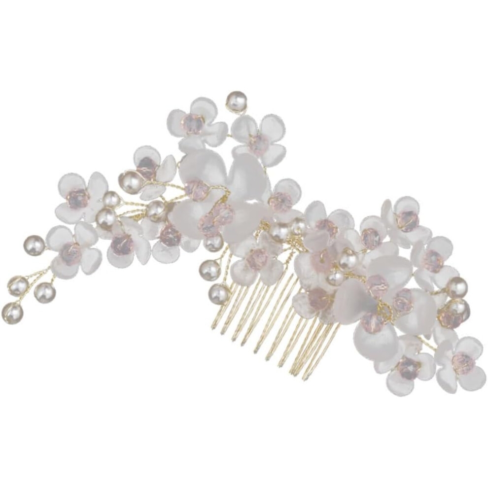 Hkhbjs Golden Crystal Flower Hair Comb Bridal Wedding Headdress Hair Ornament For Bride Party Photo Prop