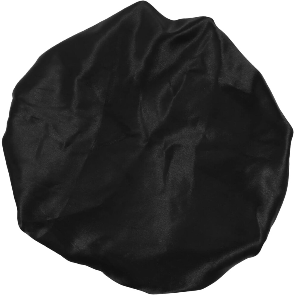 Hkhbjs Black Double Layer Adjustable Shower Cap Hair Bonnet For Women Elastic Bathing Sleeping Hat Night Hair Cover