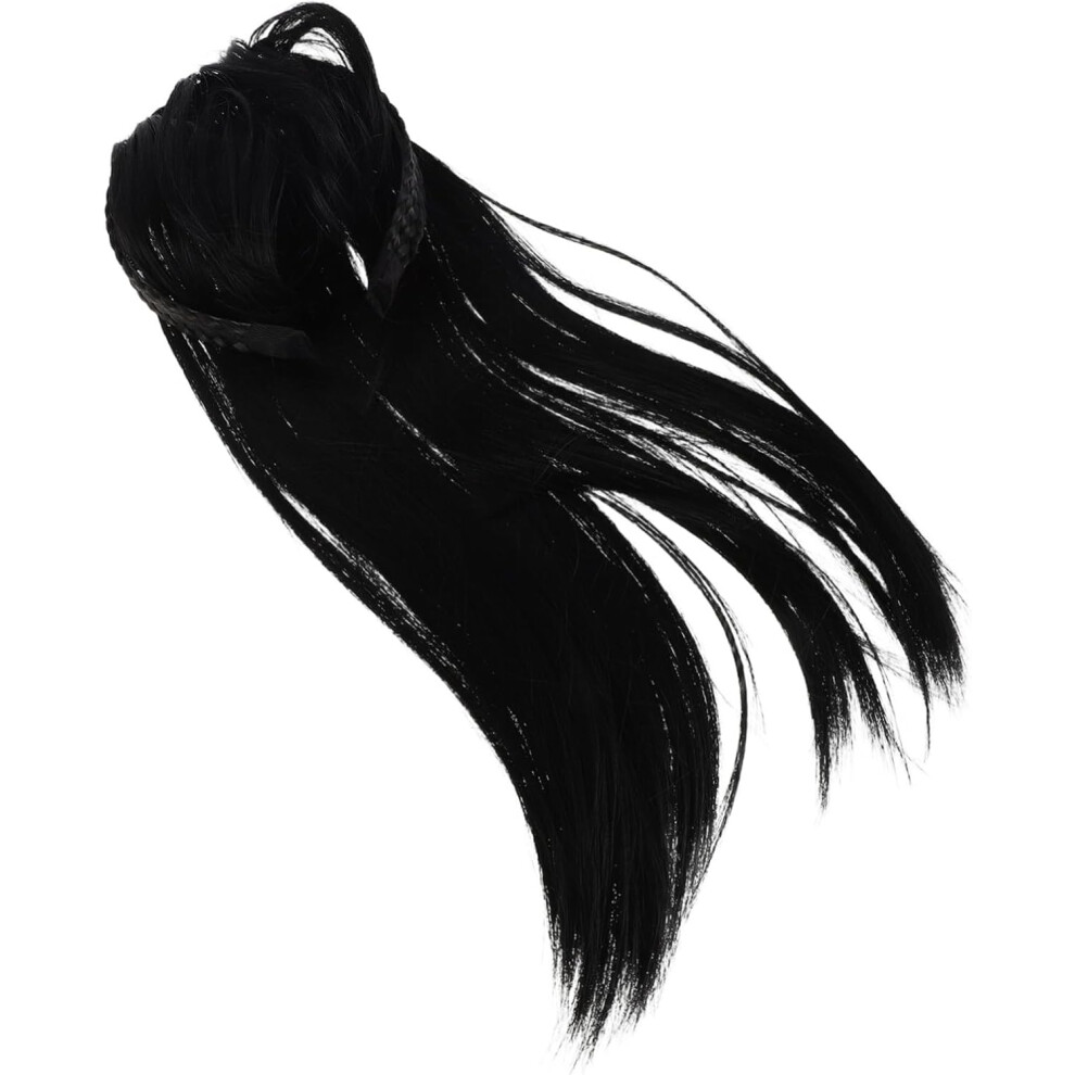 Hkhbjs Unisex Black Braided Headband Wig With Invisible Clips Straight Hair Topper With Bangs