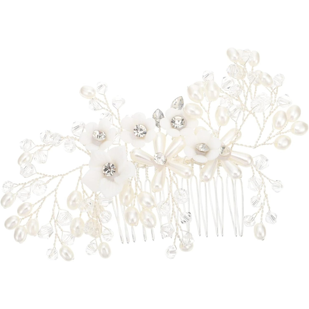 Hkhbjs Flower Rhinestone Hair Accessories Pearl Hair Comb For Bride For Chinese Wedding And Special Occasions