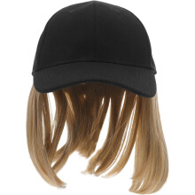 Einteilige Bobo-Perücke für Damen mit kurzem, glattem Haar, Baseballkappe mit Schirm, Haaraccessoire für Frühling und Sommer im Freien