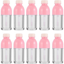 Lot de 10 petits tubes en plastique vides pour gloss à lèvres, avec bouchons roses, pour le rangement de maquillage DIY féminin