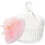 Houppette à maquillage double face réutilisable rose en peluche avec ruban fleuri 1