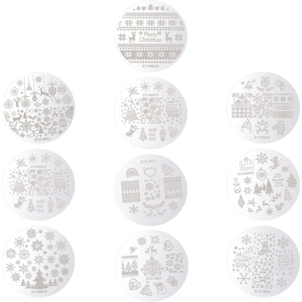 Hkhbjs 10Pcs Christmas Nail Art Stamping Plate For Diy Manicure Template Nail Art Stamp Accessories