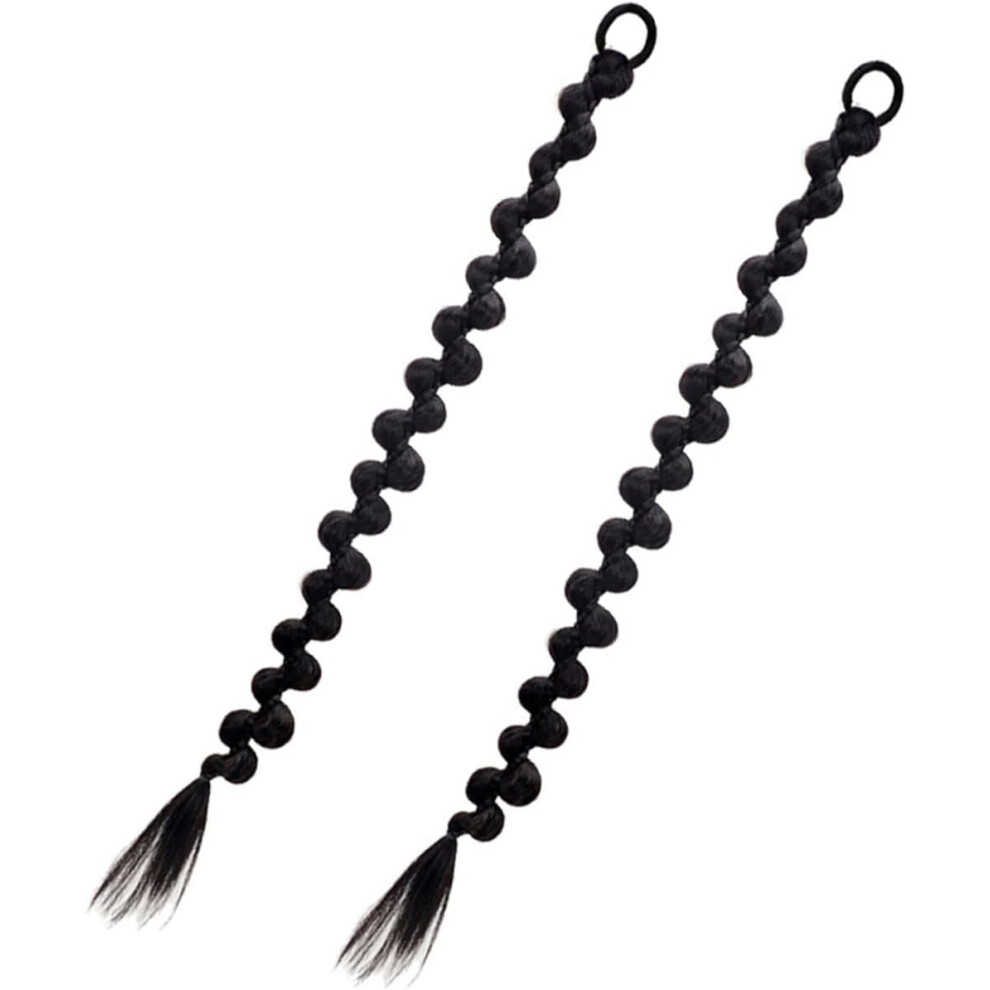 Hkhbjs Unisex Black 2Pcs Synthetic Braid Hair Extension Ponytail Extension Braided Ponytail For Women Hair Accessories