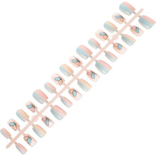 Künstliche Fingernägel-Set (30 Stück) – Katzenaugen-Design, kurz, vollständige Abdeckung – für Damen – DIY-Maniküre-Dekoration