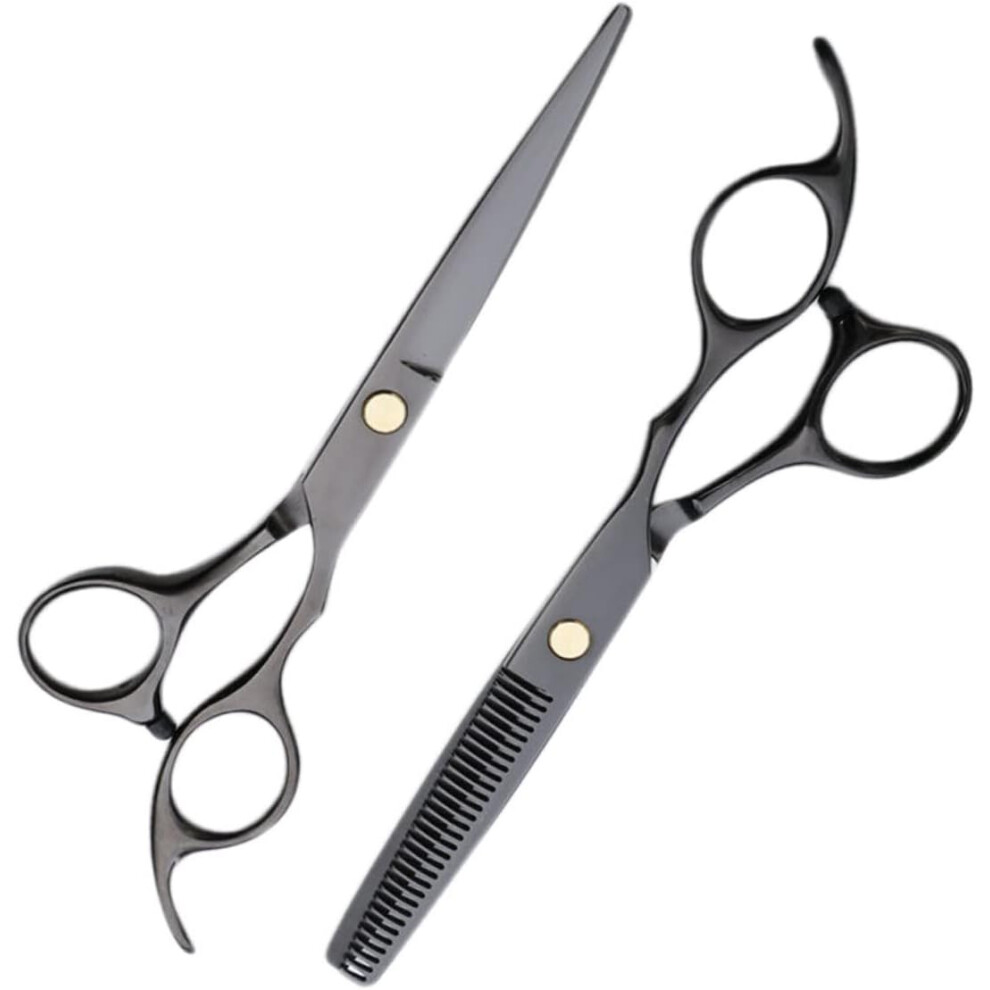 Hkhbjs Black 2Pcs Hair Cutting Scissors Professional Hair Scissors Barbers Shears For Home Salon
