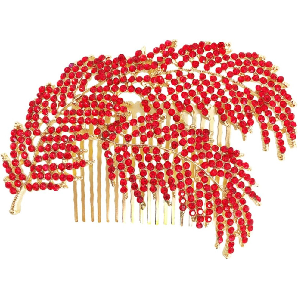 Hkhbjs Golden Elegant Rhinestone Flower Hair Insert Comb Bridal Headwear Wedding Headpiece Hair Accessory Set