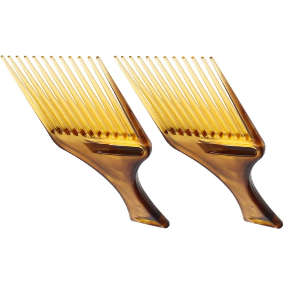 Hkhbjs Unisex Amber 2Pcs Afro Wide Tooth Hair Pick Comb Plastic Styling Detangling Combs For Curly Hair Barber Supplies For Men And Women