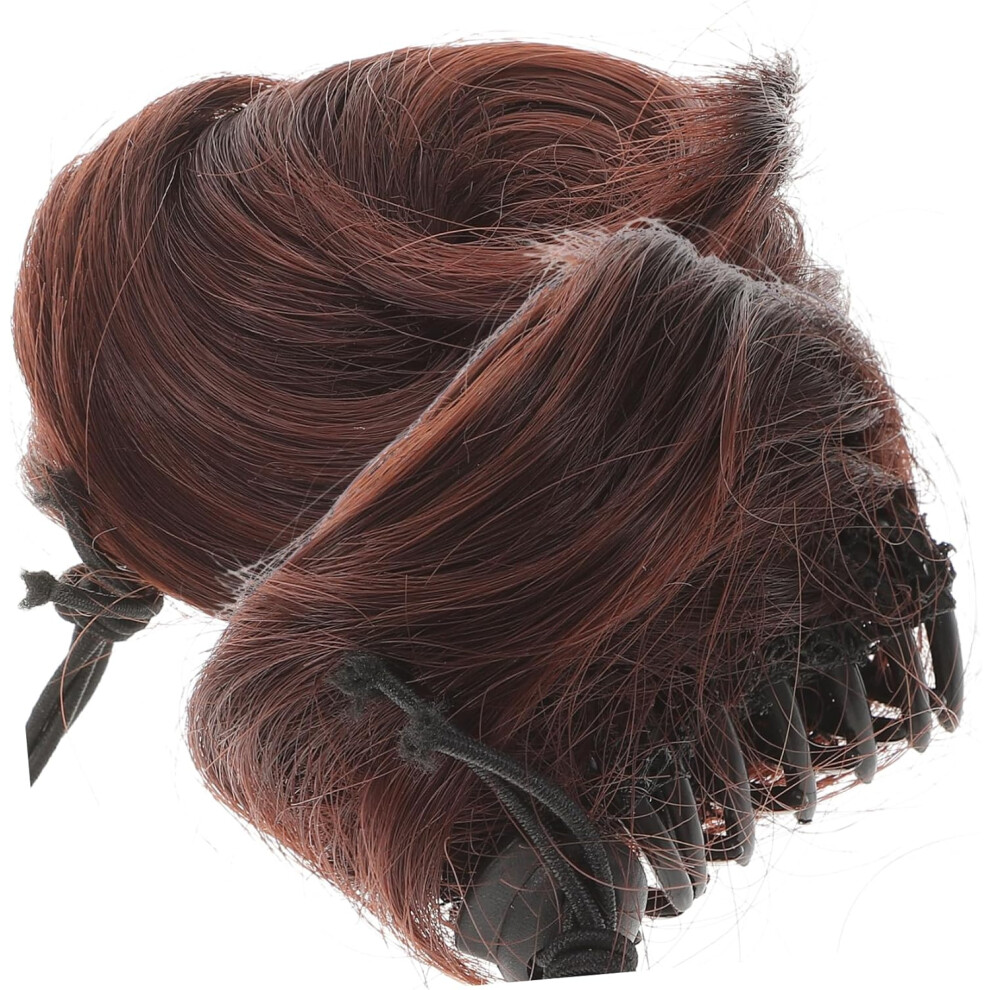 Hkhbjs Unisex 2Pcs Women Hair Bun Hairpieces Fake Bun Claw Chignons Straight Hair Extensions For Wedding Headdress For Messy