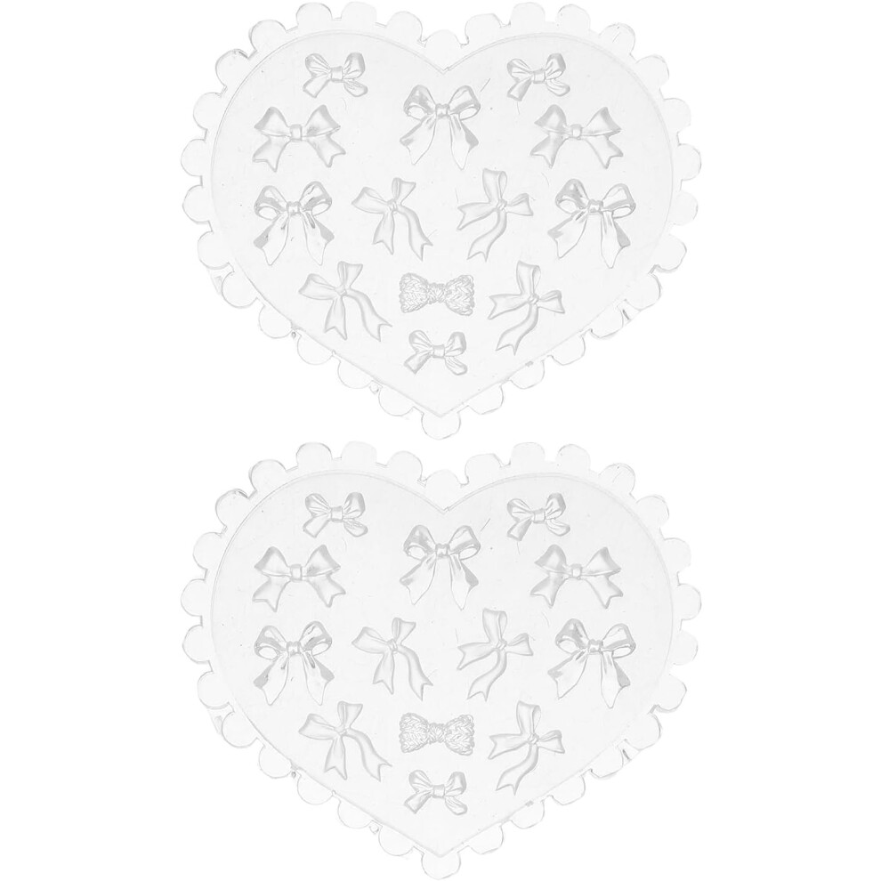 Hkhbjs 2Pcs 3D Bow Silicone Nail Molds For Manicure Bowknot Nail Art Mold With Heart Shape Diy Fingertip Printing Charm Tools