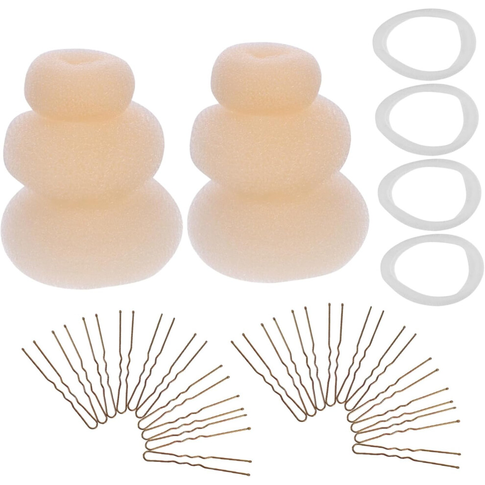 Hkhbjs 2Sets Hair Bun Maker Diy Styling Hair Curler U-Shaped Hairpins For Ponytail Holder