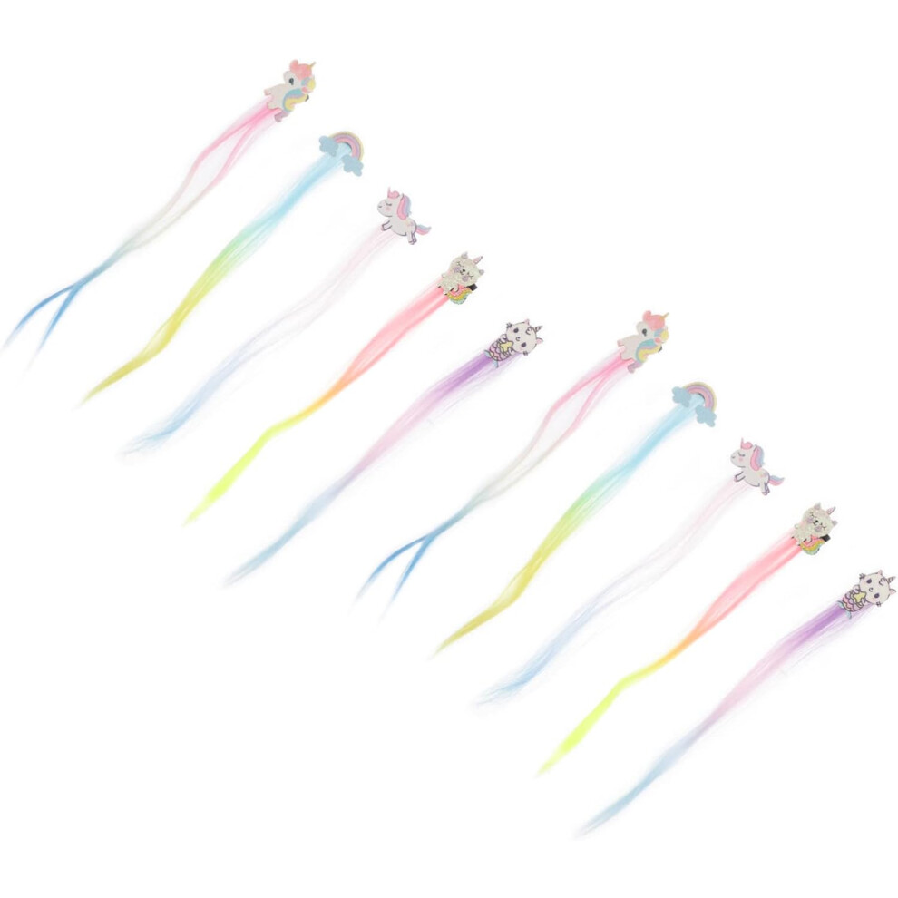 Hkhbjs Unisex 10Pcs Cartoon Wig Hairpin Unicorn Extension Hair Pieces Clip Hair Extensions For Girls Glitter For Hoyols Cosplay