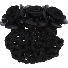 2pcs Mulheres pão de cabelo cobre clipes de cabelo de rede de flores para enfermeira de balé Stewardess