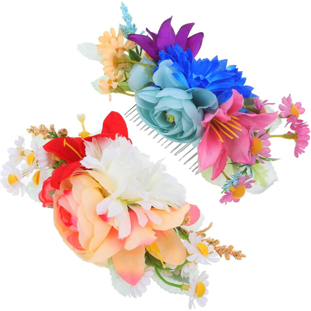 Hkhbjs 2Pcs Simulated Rose Hairpin Vintage Bride Hair Comb Clip For Women Wedding Hair Accessory