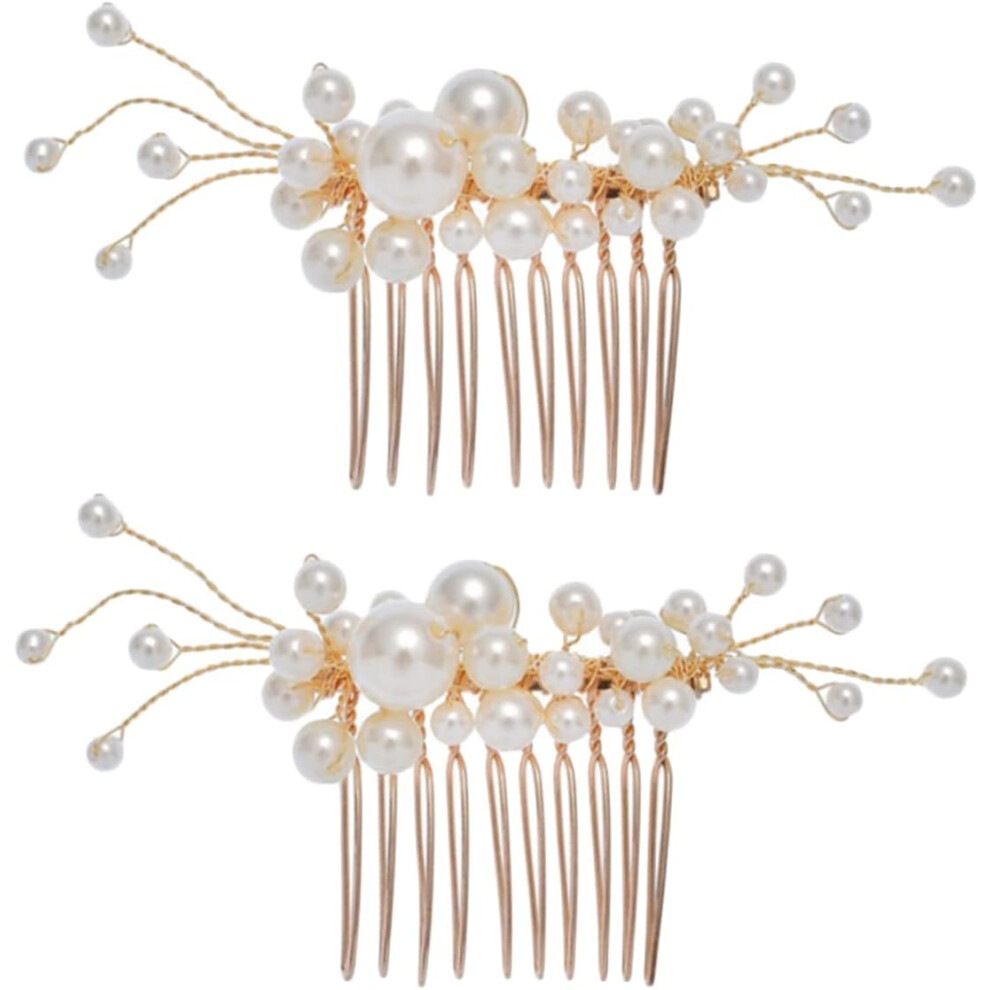 Hkhbjs Golden Pearl Hair Combs Bridal Wedding Accessories Hair Slides Combs For Women Bridesmaid