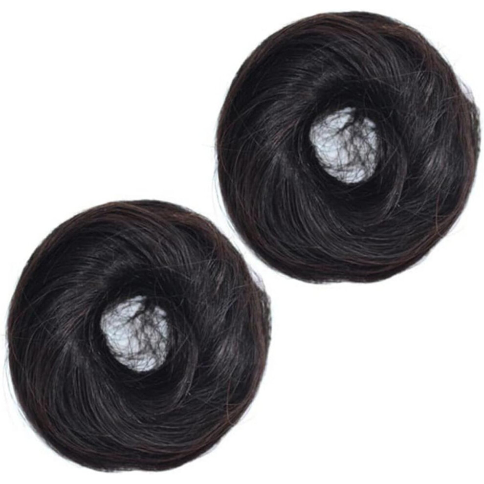 Hkhbjs 2Pcs Black Hair Bun Extension Hairpieces Made Of High Temperature Silk Expandable Hair Scrunchies For Women