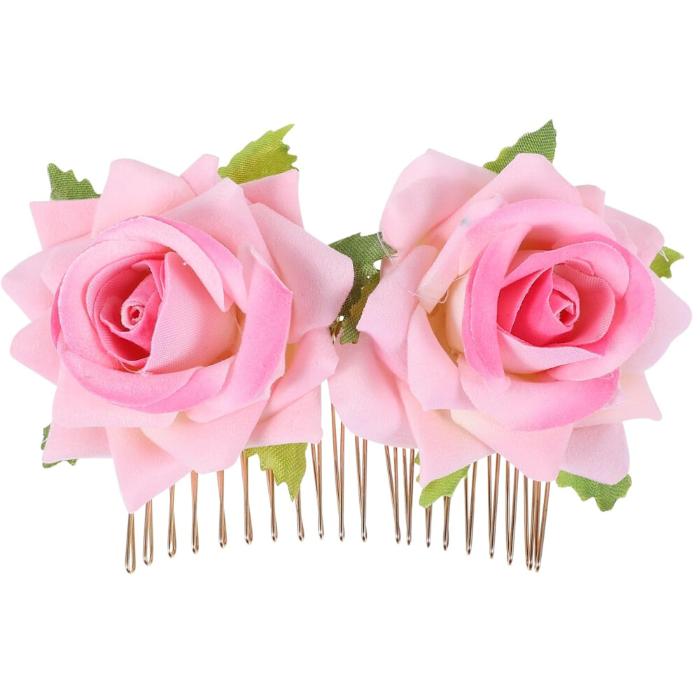 Hkhbjs 1Pc Elegant Flower Bride Hair Comb Double Accents Decorative Wedding Headdress