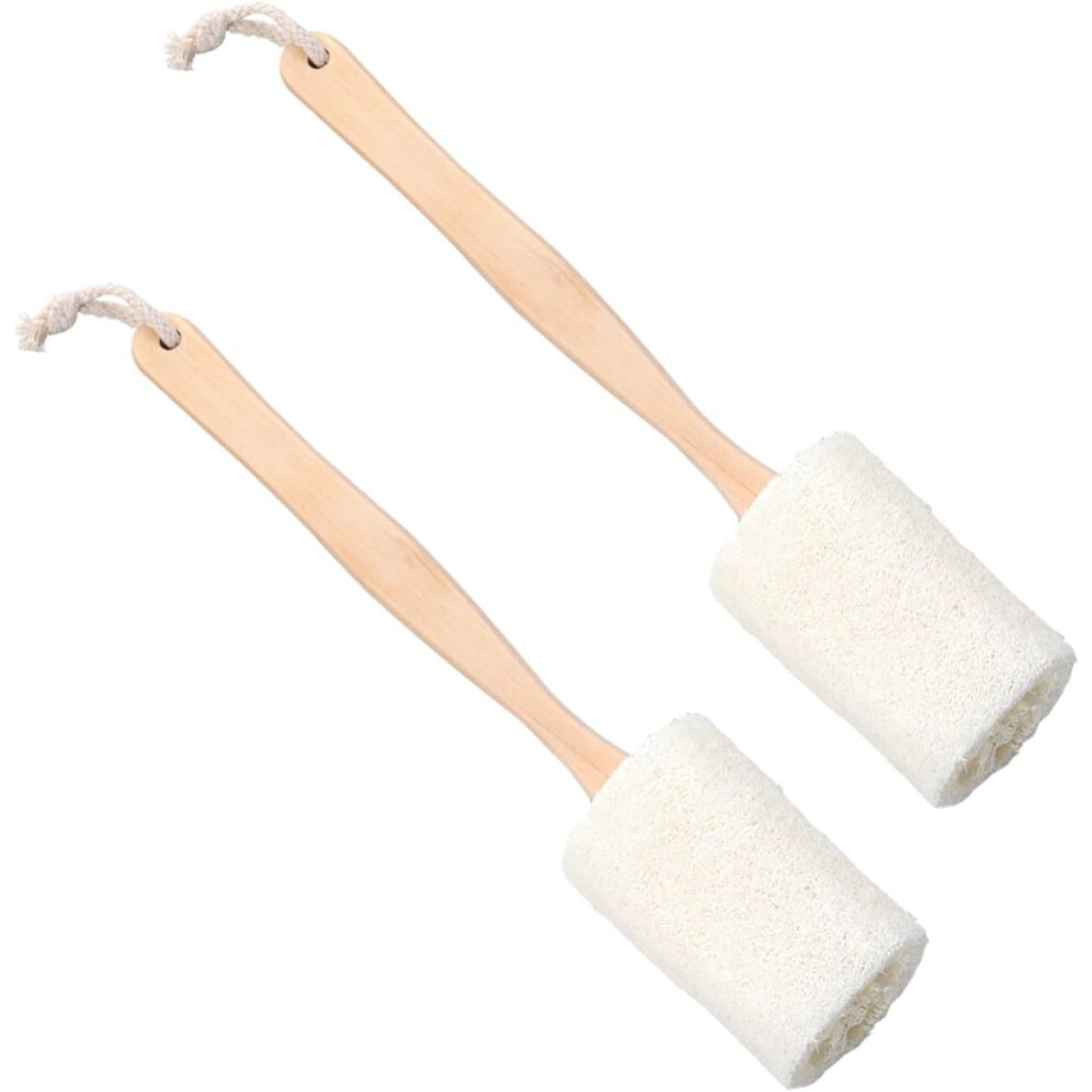 Hkhbjs 2Pcs Wood Handle Natural Loofah Bath Scrub Brush Exfoliating Shower Back Scrubber Body Wash