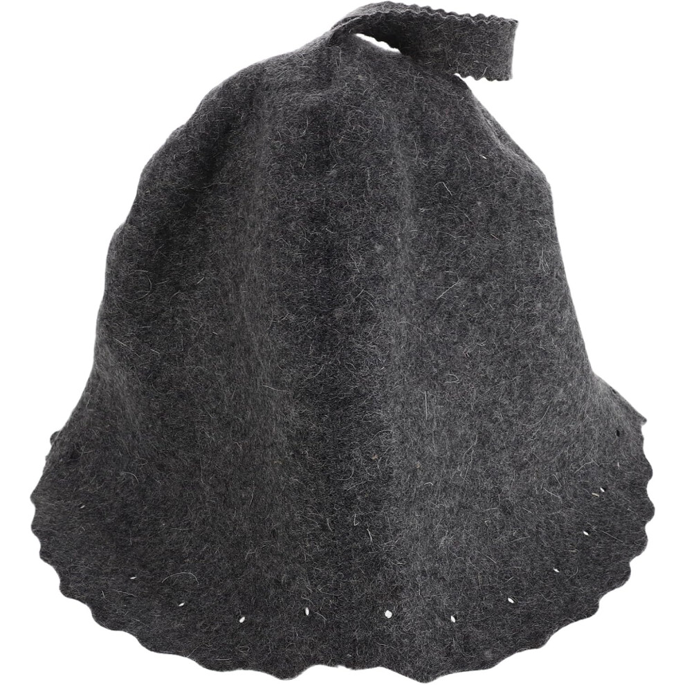 Hkhbjs Grey Thickened Wool Felt Sauna Hat Scalloped Edge, Water-Absorbent Steam Room Cap
