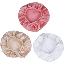 Lot de 3 bonnets de nuit élastiques en satin, protection pour cheveux, bord large, pour femmes, bonnet de nuit en satin à la maison ou en voyage.