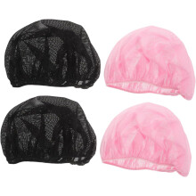 Lot de 4 bonnets de nuit en filet pour femmes, réutilisables et lavables, avec bord élastique, adaptés aux cheveux bouclés.