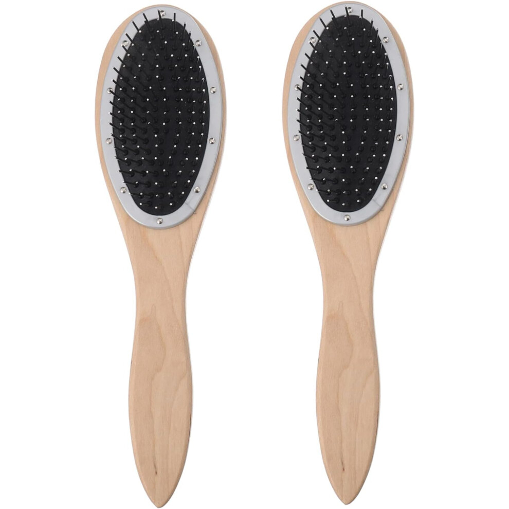 Hkhbjs 2Pcs Wooden Hair Comb And Detangling Hair Brush Paddle Wire Bristles For Men And Women