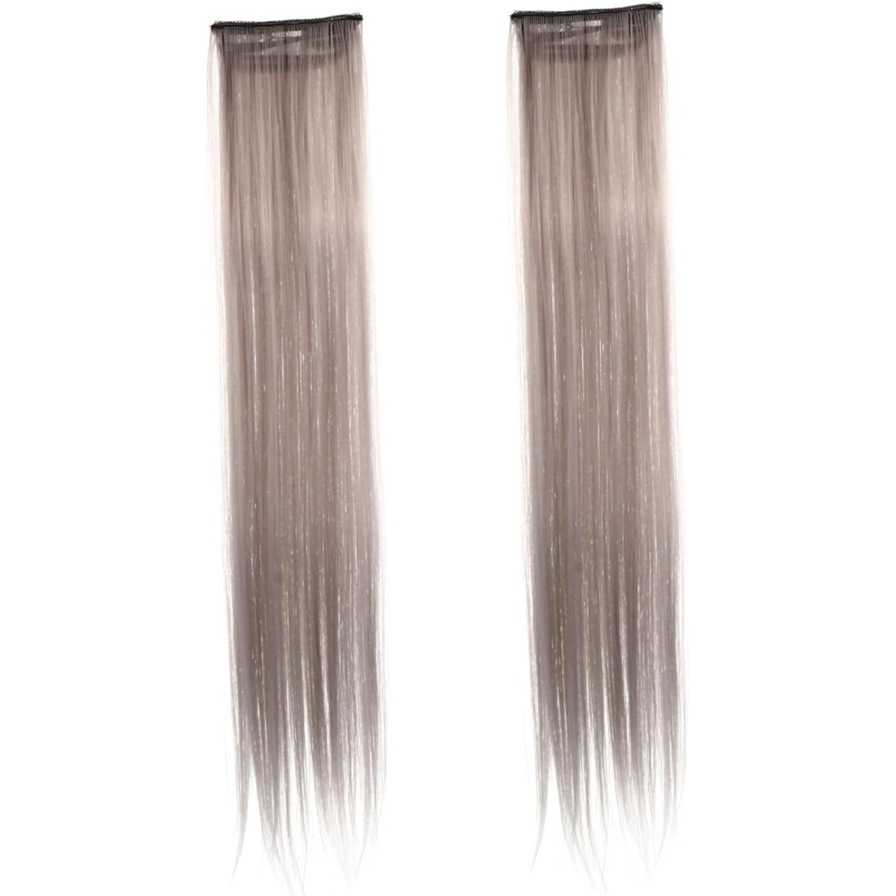 Hkhbjs Unisex Grey 2Pcs Highlight Hairpiece Charming Hair Accessory For Hair Extensions Party Clip Bangs