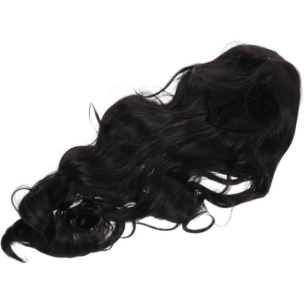 Hkhbjs Unisex Black Long Wig For Women Heat Resistant Natural Looking Middle Part Curly Wavy Hair Wig