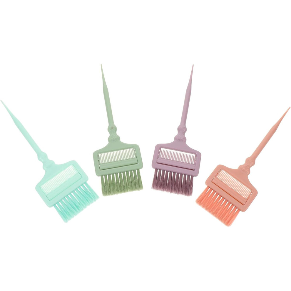 Hkhbjs 4Pcs Hair Dyeing Tool Salon Coloring Brush Built Folding Comb For Highlight Hair Brushes In Green Purple Pink