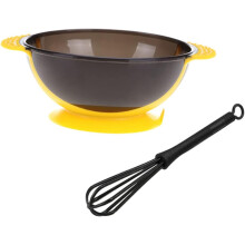 Hair Coloring Bowl and Mixing Stirrer Set 2 Pieces with Suction Cup Yellow Hair Dye Agitator Bowls