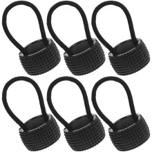 Anelli per capelli a coda di cavallo, 6 pezzi, elastici per capelli sottili, neri con perline, ideali per attività all'aperto e per l'uso scolastico.