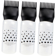 Hairdressing Hair Applicator Bottles 3pcs Black Squeeze Style Applicator with Scale Lines for Salon and Home Hair Dye Application