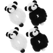 4 elastici per capelli a forma di panda in peluche, morbidi e adatti a code di cavallo, per donne, ragazze e ragazzi. Accessori per capelli.