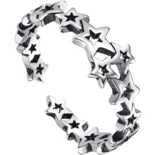 Stilvoller offener Ring mit fünf Zacken, Sternform, für Mädchen, silber-weiß-kupferfarbener Fingerschmuck