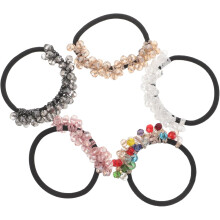 5er-Pack Kristall-Haargummis für Damen, bunte, gewebte Perlen-Scrunchies, elastische Haargummis und Armbänder, funkelnde Boho-Haarbänder