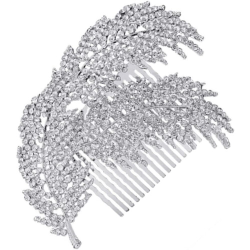 Νυφική χτένα μαλλιών με σχέδιο φύλλων, στρας, κομψό κόμμωση