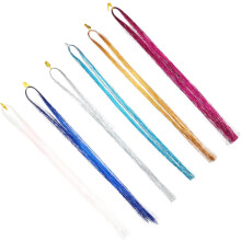 12 Stück Haarglitzerstränge zum Flechten für Mädchen, buntes Haarband-Accessoire, blau