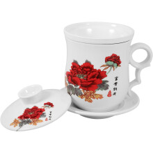320-ml-Keramiktasse, Keramik-Wasserbecher mit Siebeinsatz, komfortablem Griff und flachem Boden