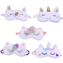 pezzi Maschera per occhi unicorno traspirante in peluche, paraocchi da viaggio, morbida e comoda per dormire, per adulti e