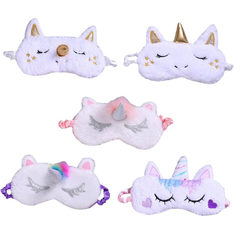 Hkhbjs 5Pcs Breathable Plush Unicorn Eye Mask Sleep Blinder Travel Eye Patch Soft Comfortable Sleeping Shade For Adults And