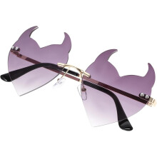 Lunettes de soleil en forme de cœur sans monture, style corne, pour femmes et hommes. Lunettes de soirée tendance.
