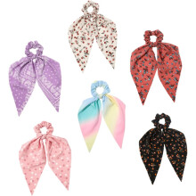 6 τεμάχια χοντρά λαστιχάκια μαλλιών Vintage Floral Printing Chic Design για γυναίκες κόρες