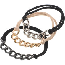 3 stk. metall hårbånd armbånd hårstrikker dobbel streng elastisk hestehale for kvinner sklisikre dekorative kjede lenke hårtilbehør