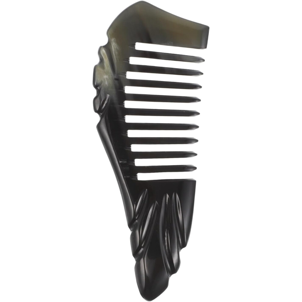 Hkhbjs Unisex Black Natural Yak Horn Comb Wide Tooth For Thick Curly Hair Detangler Styling Hair Comb For Women Scalp Massage And Detangling