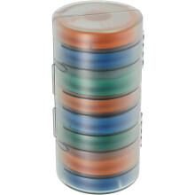 Caja para carretes de hilo de pesca de 8 ranuras con soporte para líder de fluorocarbono. Organizador portátil para guardar hilo de pesca.